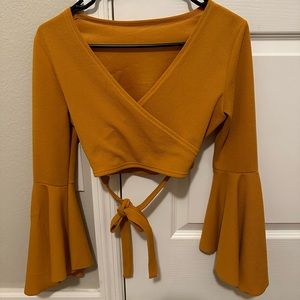 Yellow Long Sleeved Crop Top